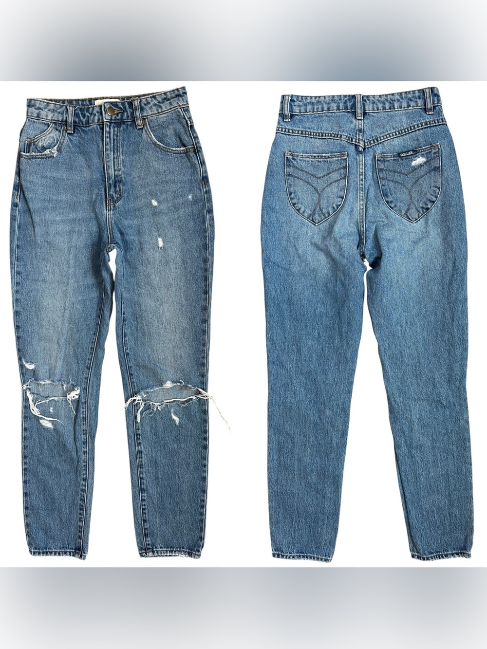 ROLLA’S Duster High Rise Slim Medium Wash Distressed Jeans Size US 25